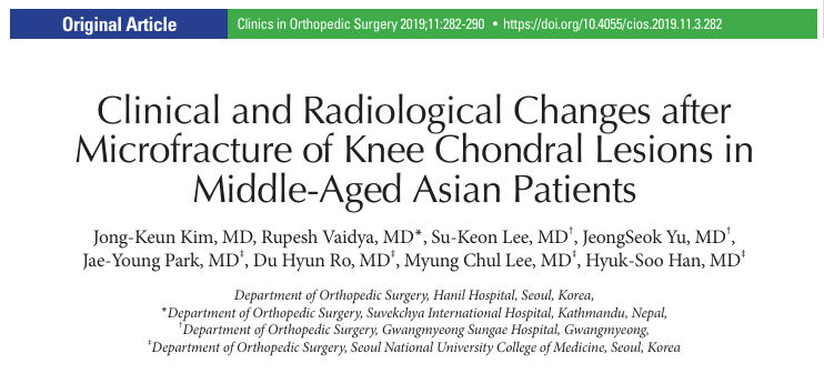 Clinical and Radiological Changes after Microfracture of Knee Chondral Lesions in Middle-Aged Asian Patients