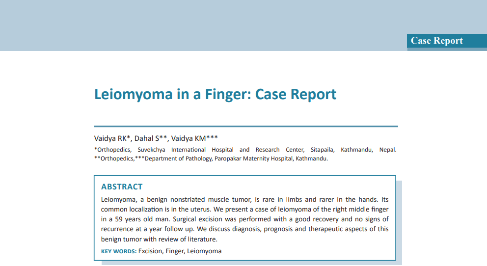 Leiomyoma in a Finger: Case Report